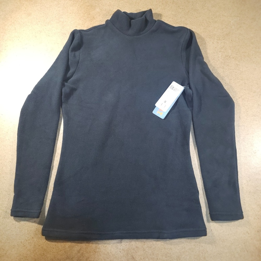 32 Degrees Women's Sherpa Mock-Neck Long-Sleeve Top - Black Size Small NEW